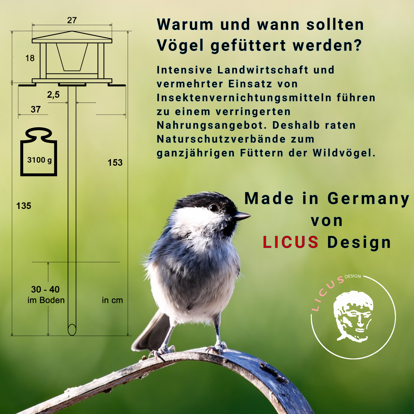 NEU! Vogelhaus "Lech" grau (HPL - Edelstahl) (stehend)