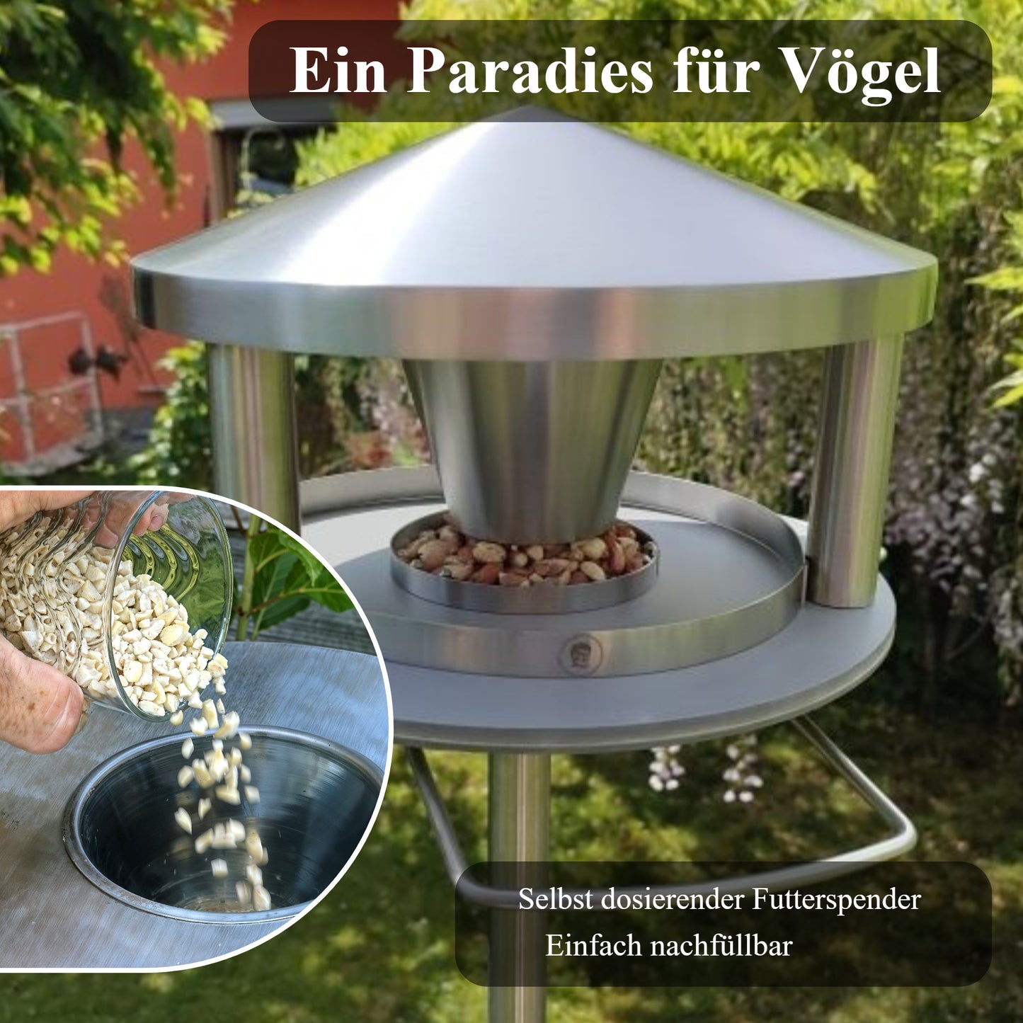 NEU! Vogelhaus "Lech" grau (HPL - Edelstahl) (stehend)